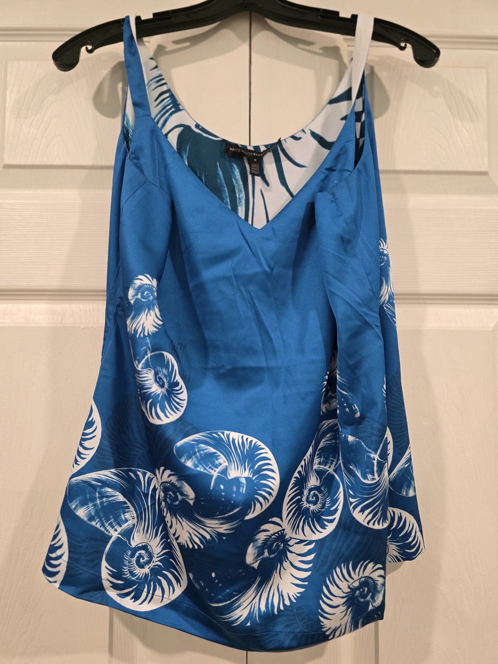 White House Black Market Blue & White Printed Reviersible Camisole